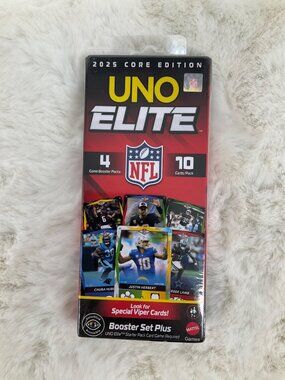 2025 UNO Elite NFL Core Edition Game Booster Set Plus  4 Packs 40 cards New seal